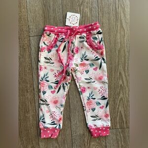 Cheeky Plum NWT Floral Ruffle Jogger Pants  2T